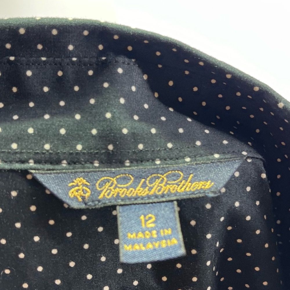 🛍️Brooks Brothers Polka Dot Button Down Shirt Dress Tie Waist Long Sleeve - Picture 7 of 9